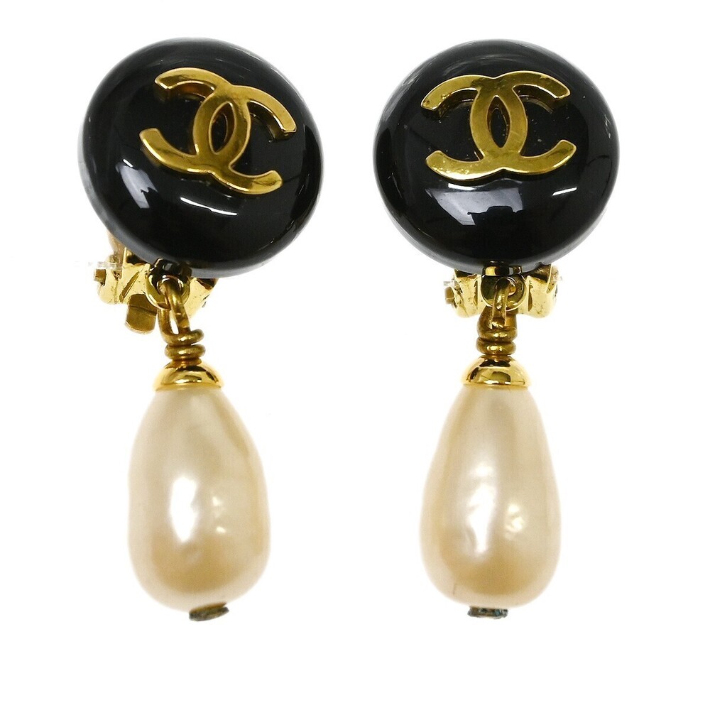 Chanel CC Pearl Drop Faux Pearl and Metal